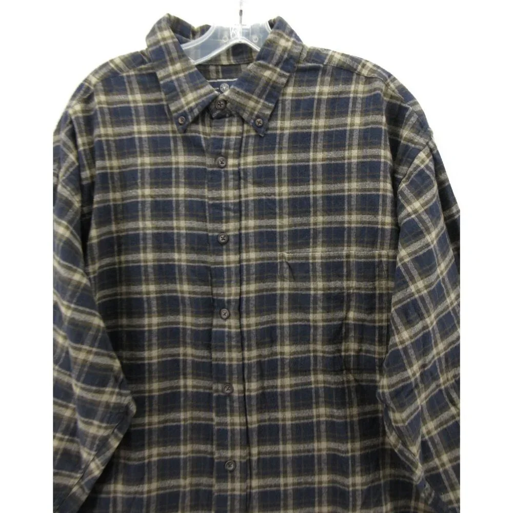 VINTAGE American Eagle Shirt Large Flannel Button Down Plaid Pocket